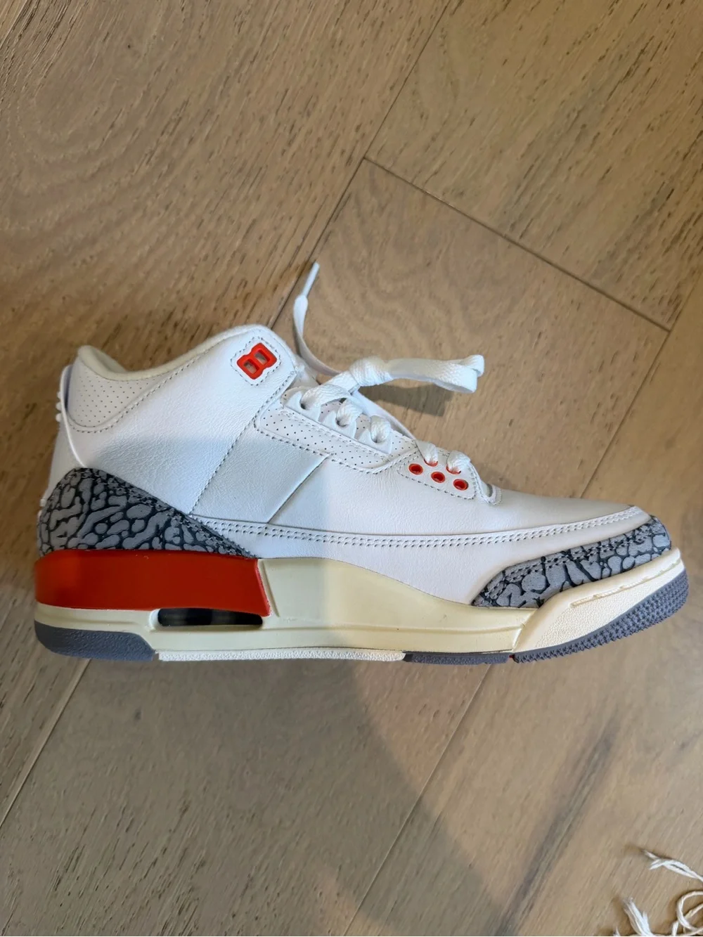 Nike Women's White and Orange Leather Air Jordan 3s